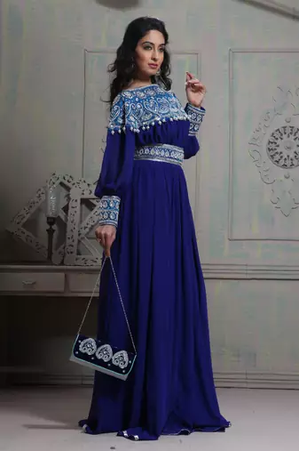 Tantalizing blue maxi full sleeve kaftan