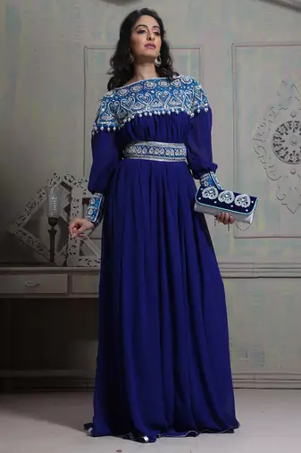 Tantalizing blue maxi full sleeve kaftan