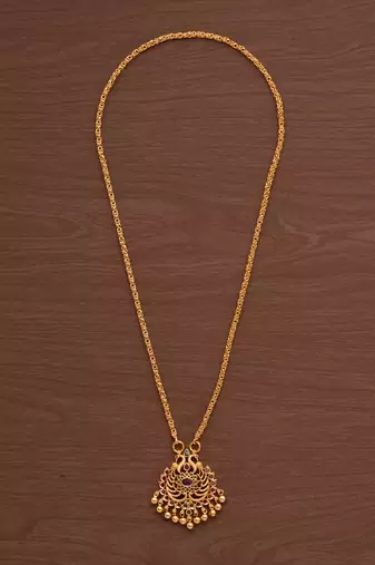 Golden chain medium length with Peacock pendant one gram gold