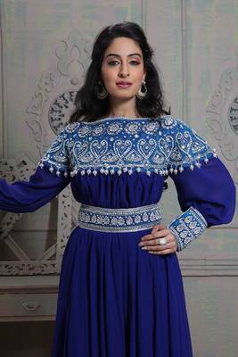 Tantalizing blue maxi full sleeve kaftan 4