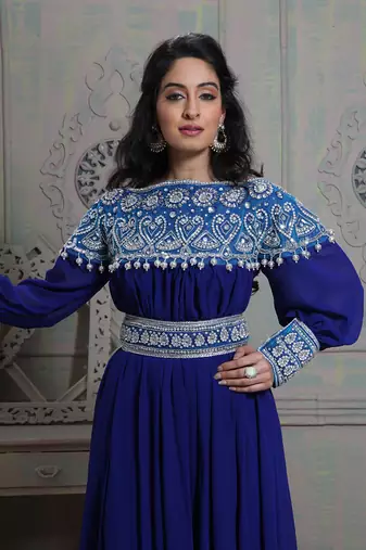 Tantalizing blue maxi full sleeve kaftan