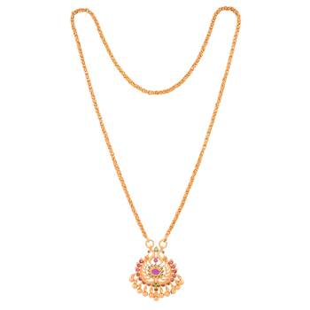 Golden chain medium length with Peacock pendant one gram gold 3