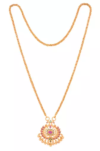 Golden chain medium length with Peacock pendant one gram gold
