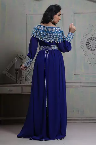 Tantalizing blue maxi full sleeve kaftan