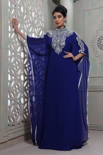 Chic blue designer hand crafted kaftan