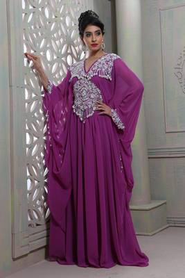 Classy purple designer butterfly kaftan 1