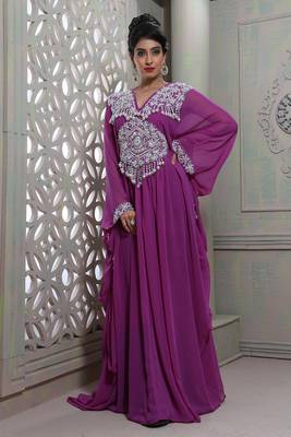Classy purple designer butterfly kaftan 2