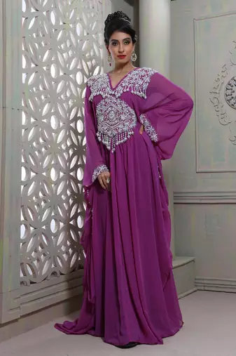 Classy purple designer butterfly kaftan