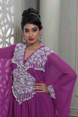 Classy purple designer butterfly kaftan 3