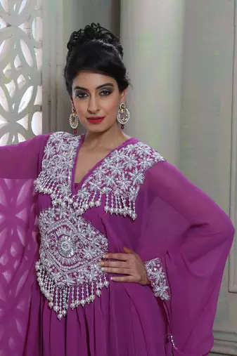 Classy purple designer butterfly kaftan