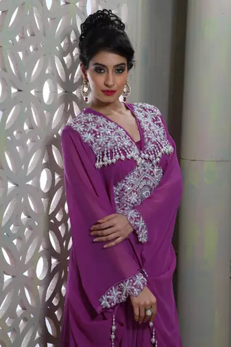Classy purple designer butterfly kaftan