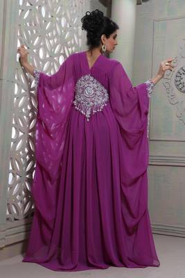 Classy purple designer butterfly kaftan 5