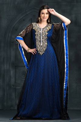Exclusive self printed black and blue kaftan 1