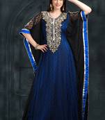 Exclusive self printed black and blue kaftan