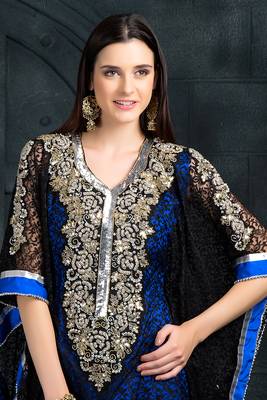 Exclusive self printed black and blue kaftan 3
