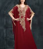 Maroon exclusive silk designer kaftan