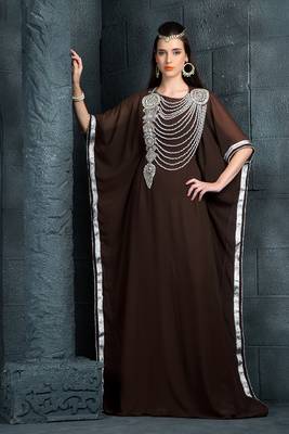 Exquisite brown traditional embroidered kaftan 1