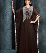 Exquisite brown traditional embroidered kaftan