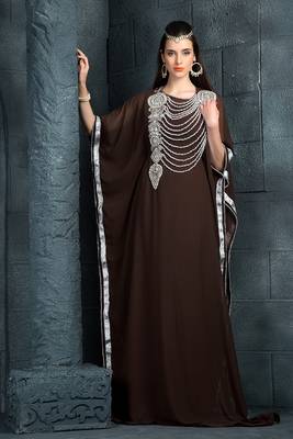 Exquisite brown traditional embroidered kaftan 2
