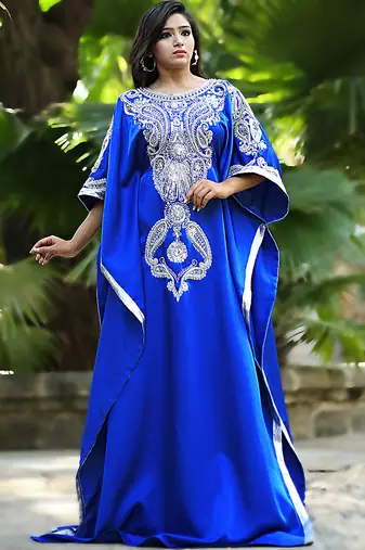 Chic blue designer partywear kaftan