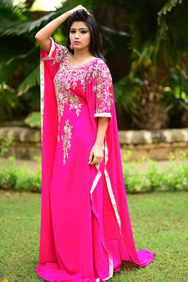 Exclusive self printed pink kaftan 2