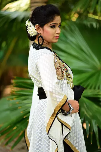 Exquisite black traditional embroidered kaftan