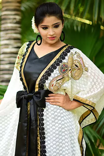 Exquisite black traditional embroidered kaftan