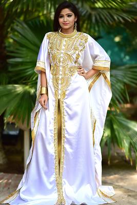 Smart white designer arabic caftan dress 1