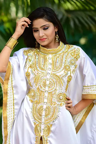 Smart white designer arabic caftan dress