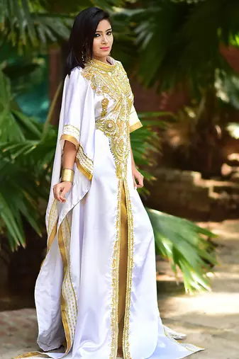 Smart white designer arabic caftan dress