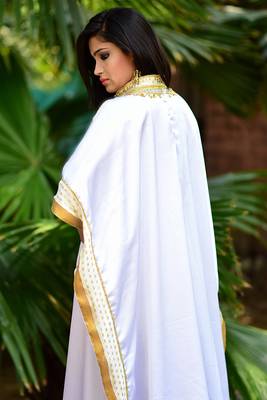 Smart white designer arabic caftan dress 5