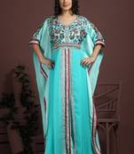Blue exclusive silk designer hand made kaftans