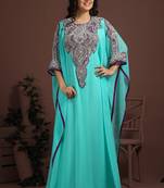Dazzling blue fashionable hand made kaftan