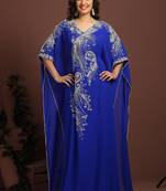 Beautiful blue embroidered georgette arabic caftan