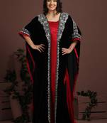 Graceful black and maroon embroidered arabian kaftan