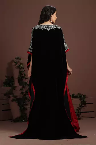 Graceful black and maroon embroidered arabian kaftan