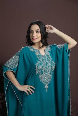 Bottle green designer arabic kaftan 4