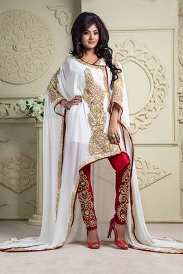 Maroon and off white woman kaftan with salwar 1