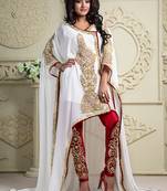 Maroon and off white woman kaftan with salwar