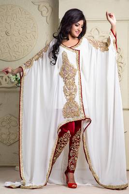 Maroon and off white woman kaftan with salwar 2