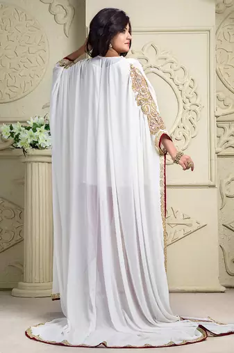 Maroon and off white woman kaftan with salwar