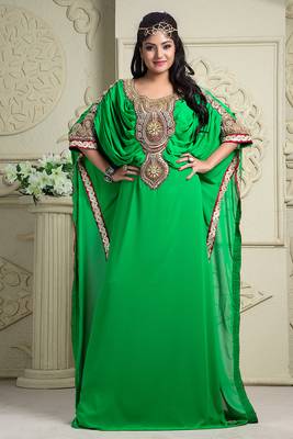 White and green kaftan georgette caftan 1