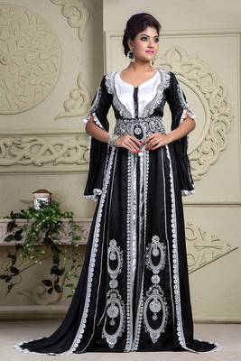 Attractive black jacket style moroccan kaftan 1