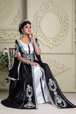 Attractive black jacket style moroccan kaftan 2