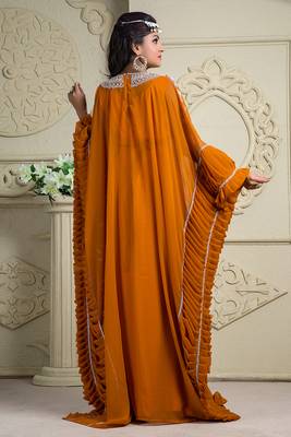 Beautiful orange designer arabic kaftan dress 2
