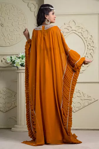 Beautiful orange designer arabic kaftan dress