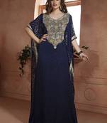 Dark blue net brasso handmade arabian design kaftan