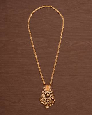 Golden necklace Medium length with Chandbali pendant one gram gold 2