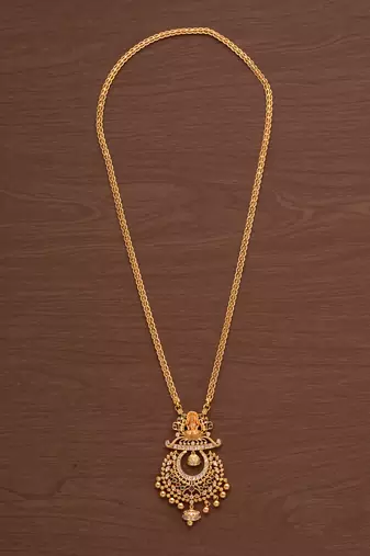 Golden necklace Medium length with Chandbali pendant one gram gold