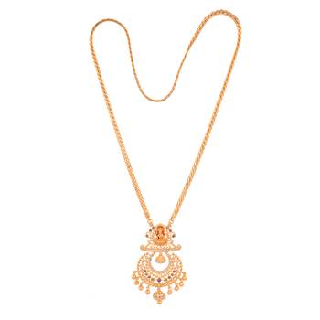 Golden necklace Medium length with Chandbali pendant one gram gold 3